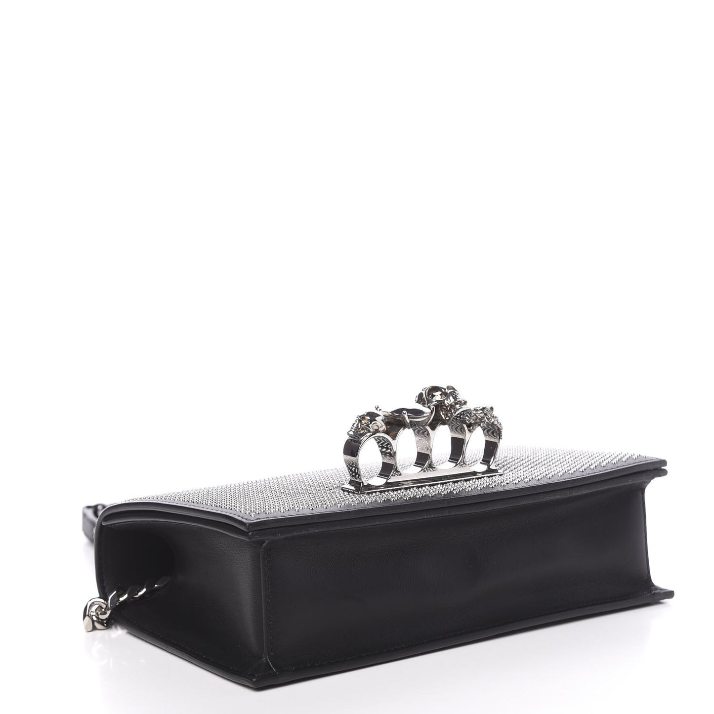Calfskin Studded Knuckle Crossbody Bag Black