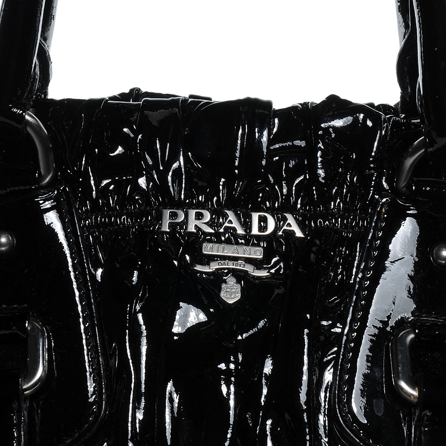 Prada Vernice Gaufre Tote Black 5 of 9