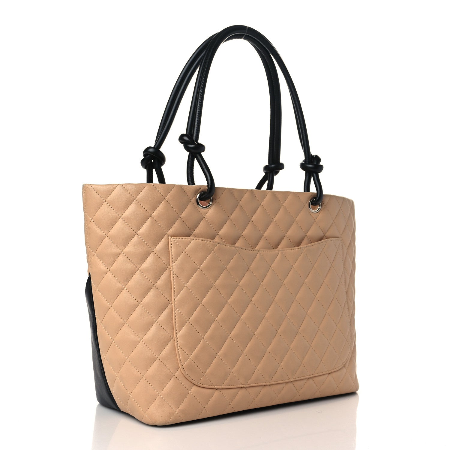 Chanel Calfskin Quilted Large Cambon Tote Beige Black 3 of 11