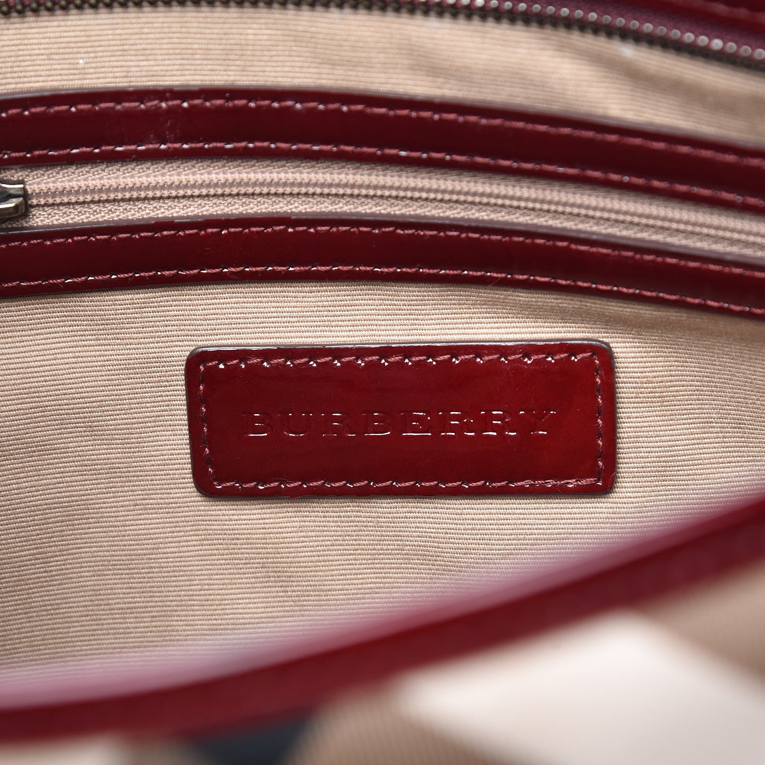 Burberry Patent Nova Check Shopper Tote Red 6 of 27