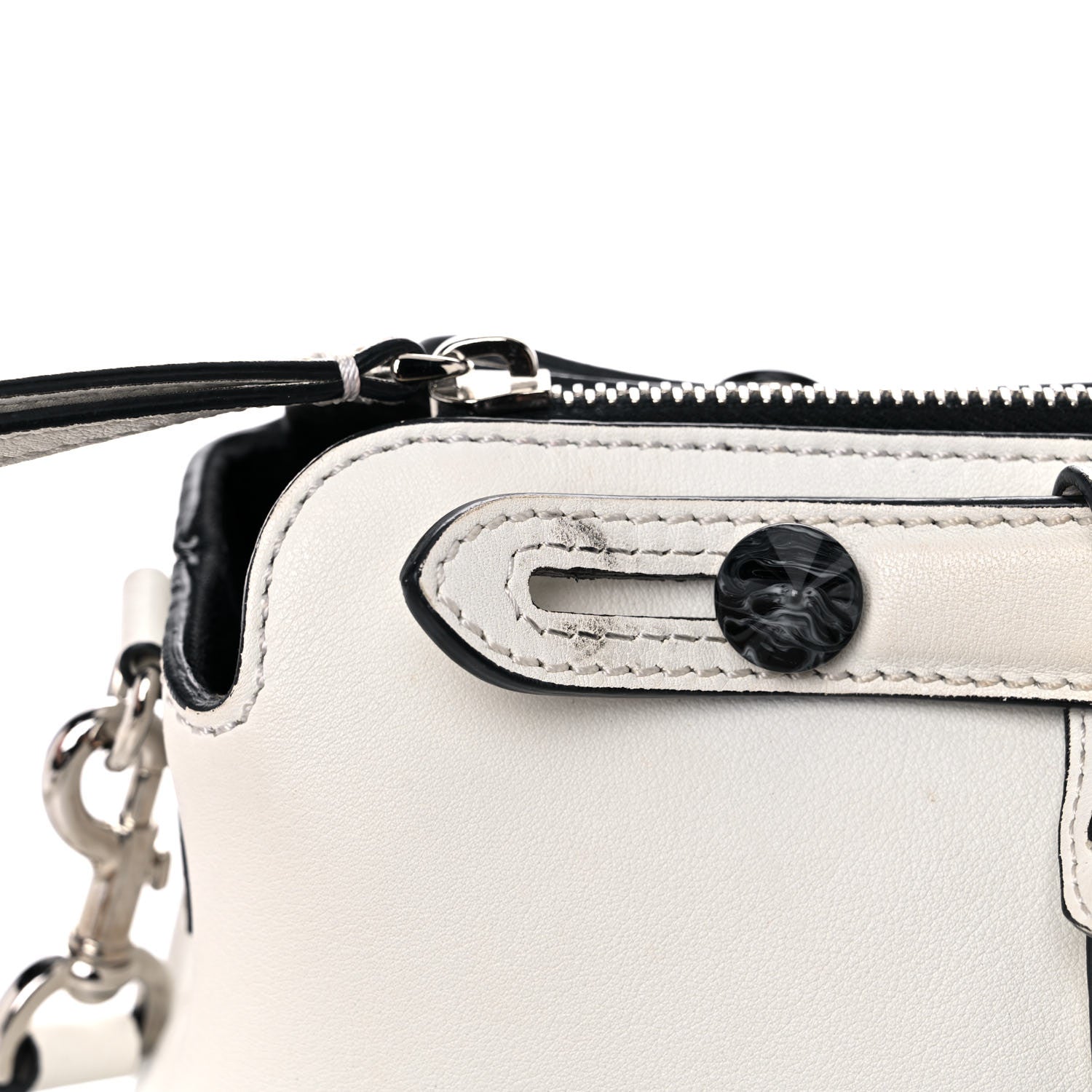 Fendi Vitello Dolce Croc Tail Medium By The Way Boston Bag White Black 23 of 26