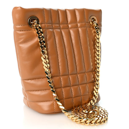 Burberry Lambskin Quilted Mini Lola Bucket Bag Maple Brown 3 of 10