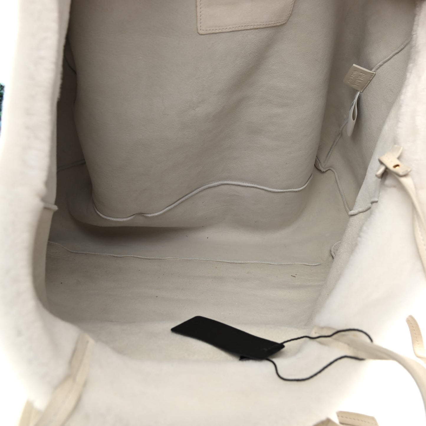 Shearling Saffiano Shoulder Bag White