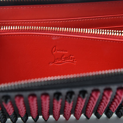 Christian Louboutin Patent Panettone Spiked Valentines Zip Around Wallet Black Fuchsia 6 of 8