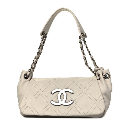 Chanel Calfskin Diamond Stitch Accordion Flap White 1 of 9