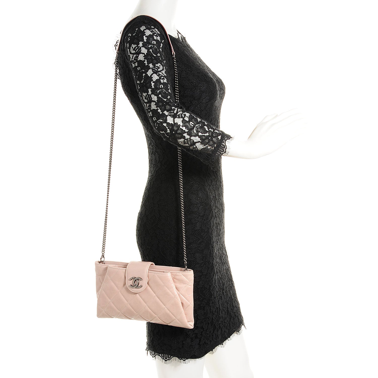 Chanel Glazed Calfskin Duo Color Clutch Light Pink 2 of 9