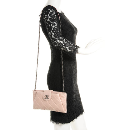 Chanel Glazed Calfskin Duo Color Clutch Light Pink 2 of 9