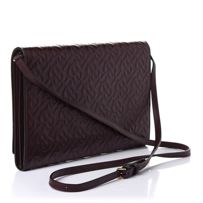 Burberry Calfskin Embossed Monogram Large Crossbody Oxblood 2 of 12
