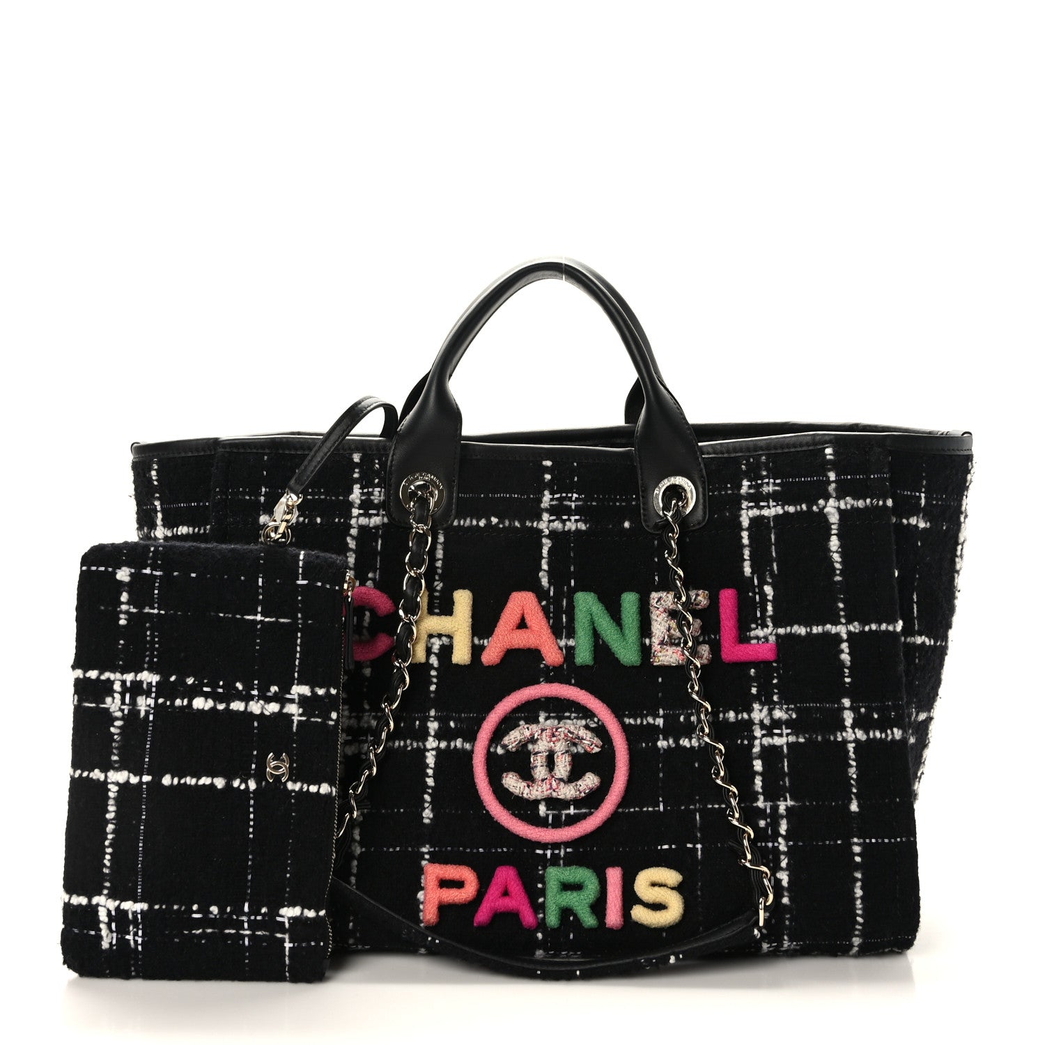 Chanel Tweed Medium Deauville Tote Black White Multicolor 1412082