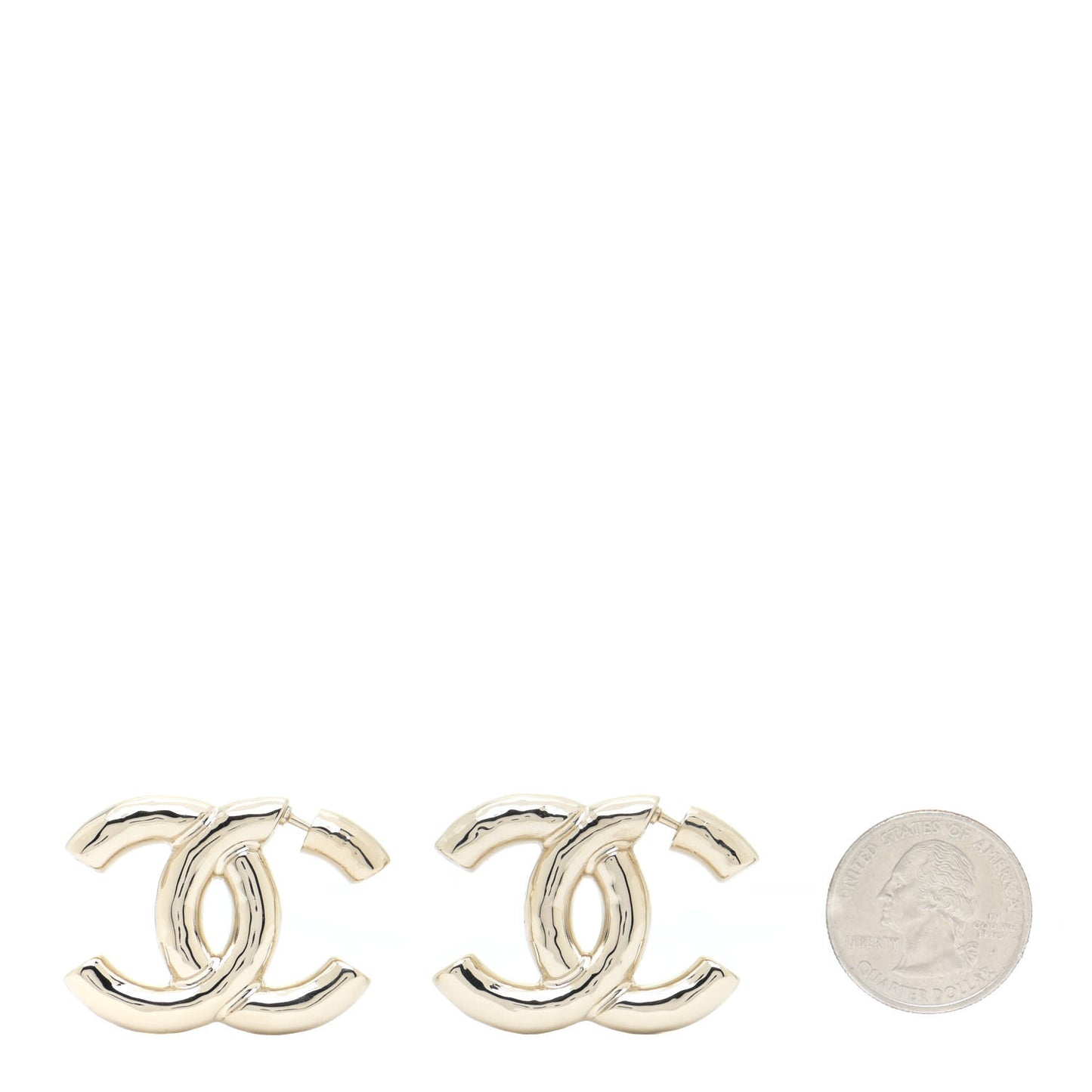 Metal Large CC Earrings Light Gold