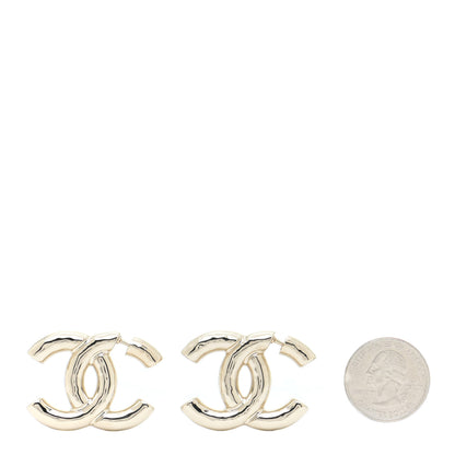 Chanel Metal Large CC Earrings Light Gold 2 of 5