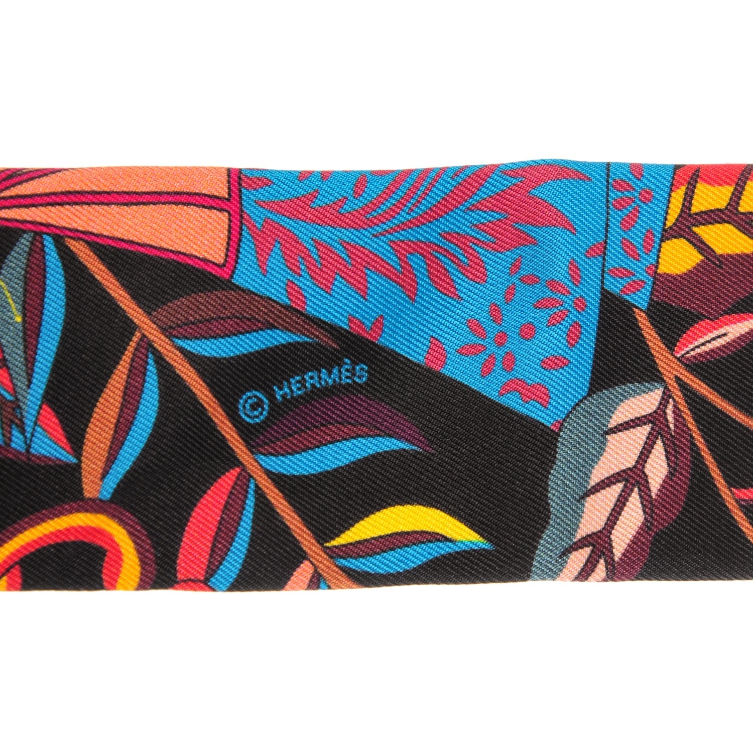 Hermes Silk Fleurs et Papillons de Tissus Twilly Black Rouge Bleu 4 of 5