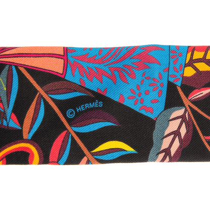 Hermes Silk Fleurs et Papillons de Tissus Twilly Black Rouge Bleu 4 of 5