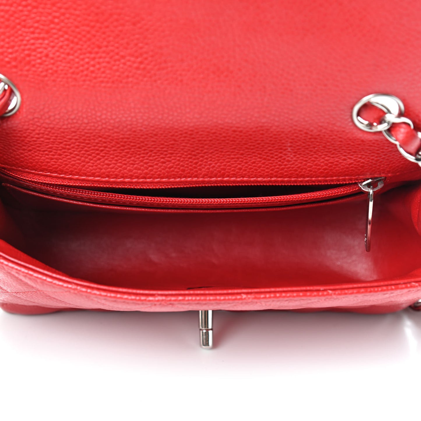 Caviar Quilted Mini Rectangular Flap Red