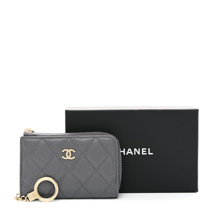 Chanel Caviar Quilted Zipped Key Holder Case Dark Gray 8 of 8