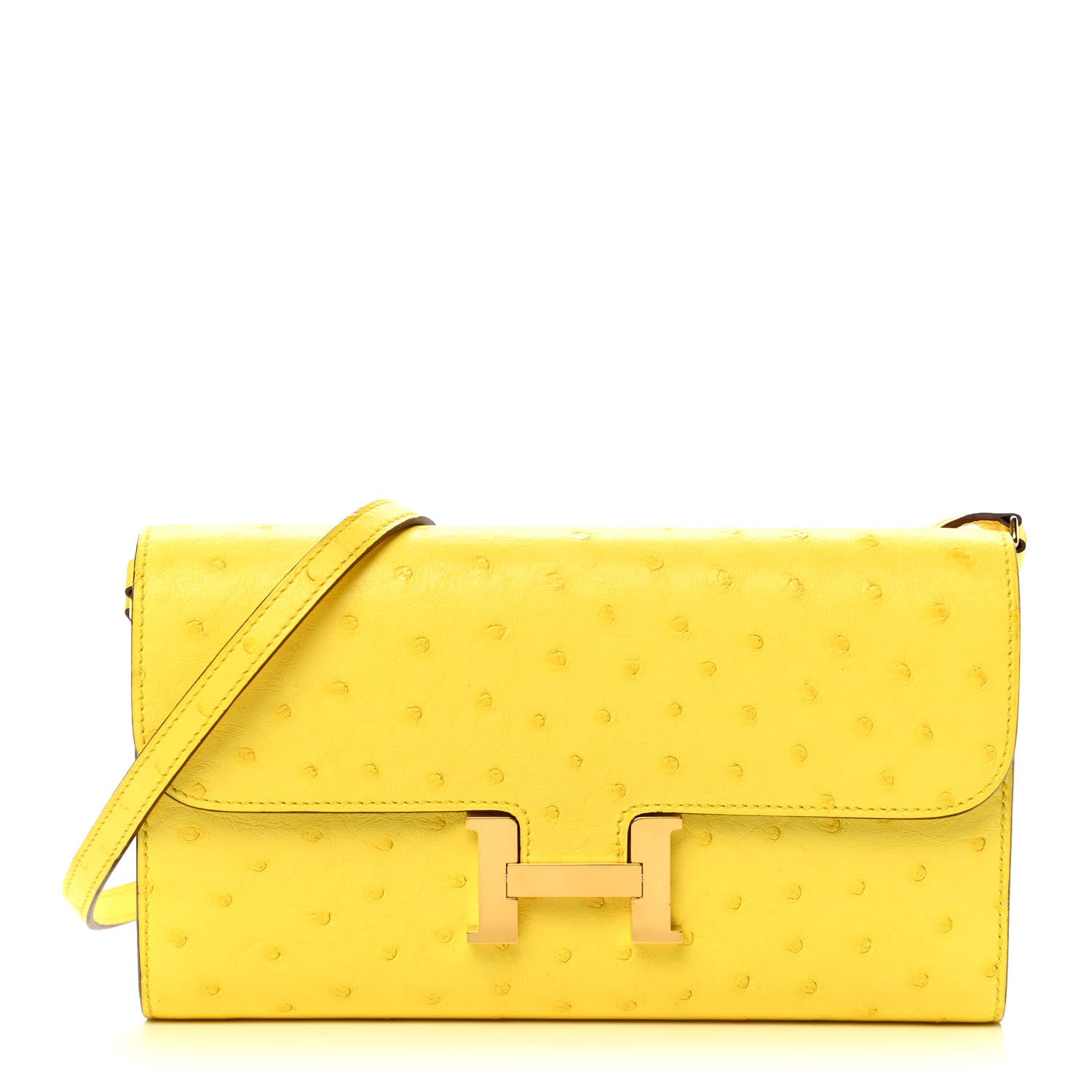 Hermes Ostrich Constance Long Wallet To Go Jaune Citron 1 of 11