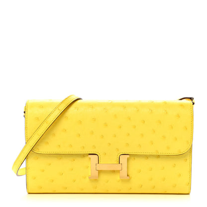 Hermes Ostrich Constance Long Wallet To Go Jaune Citron 1 of 11