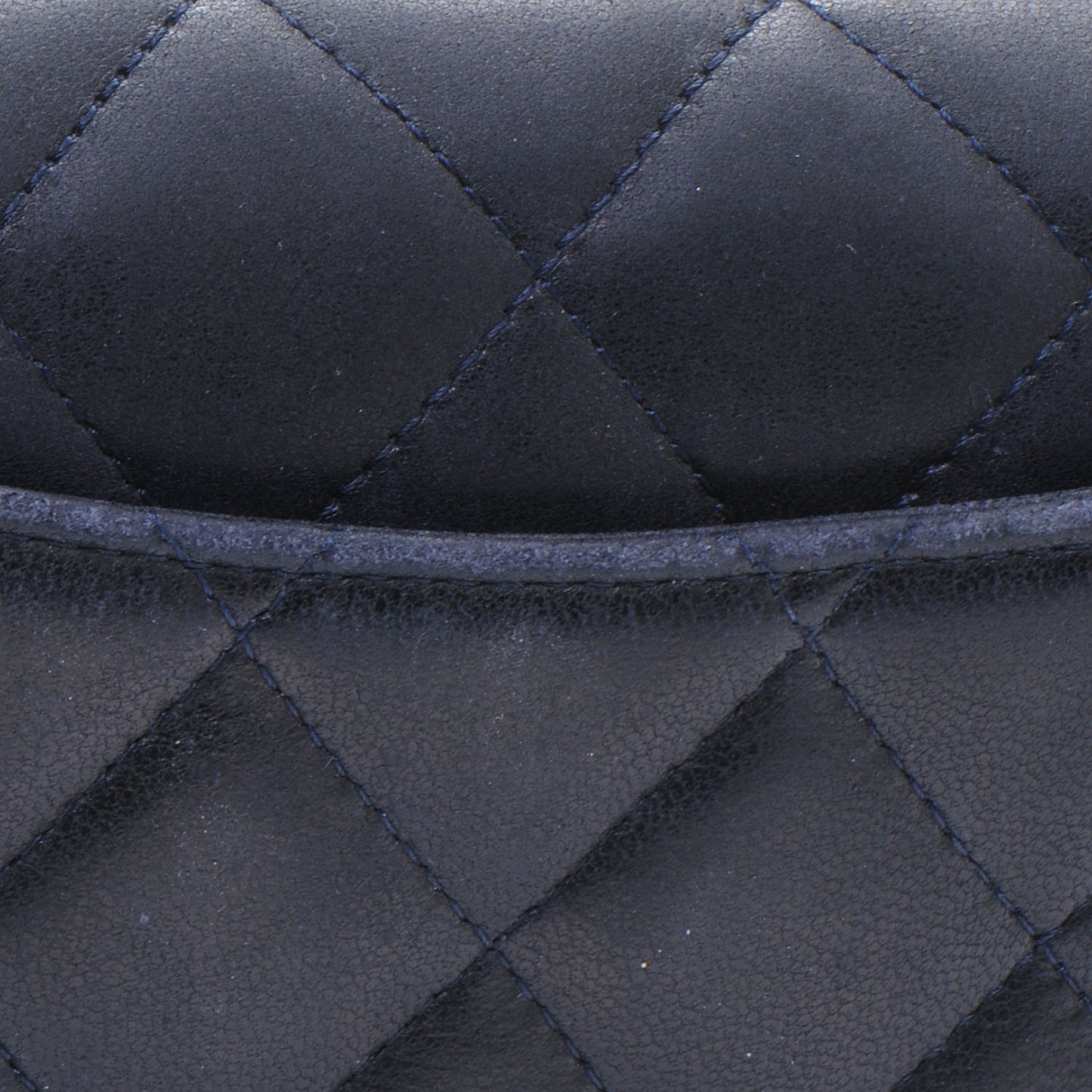 Lambskin Quilted Large Flap Wallet Navy