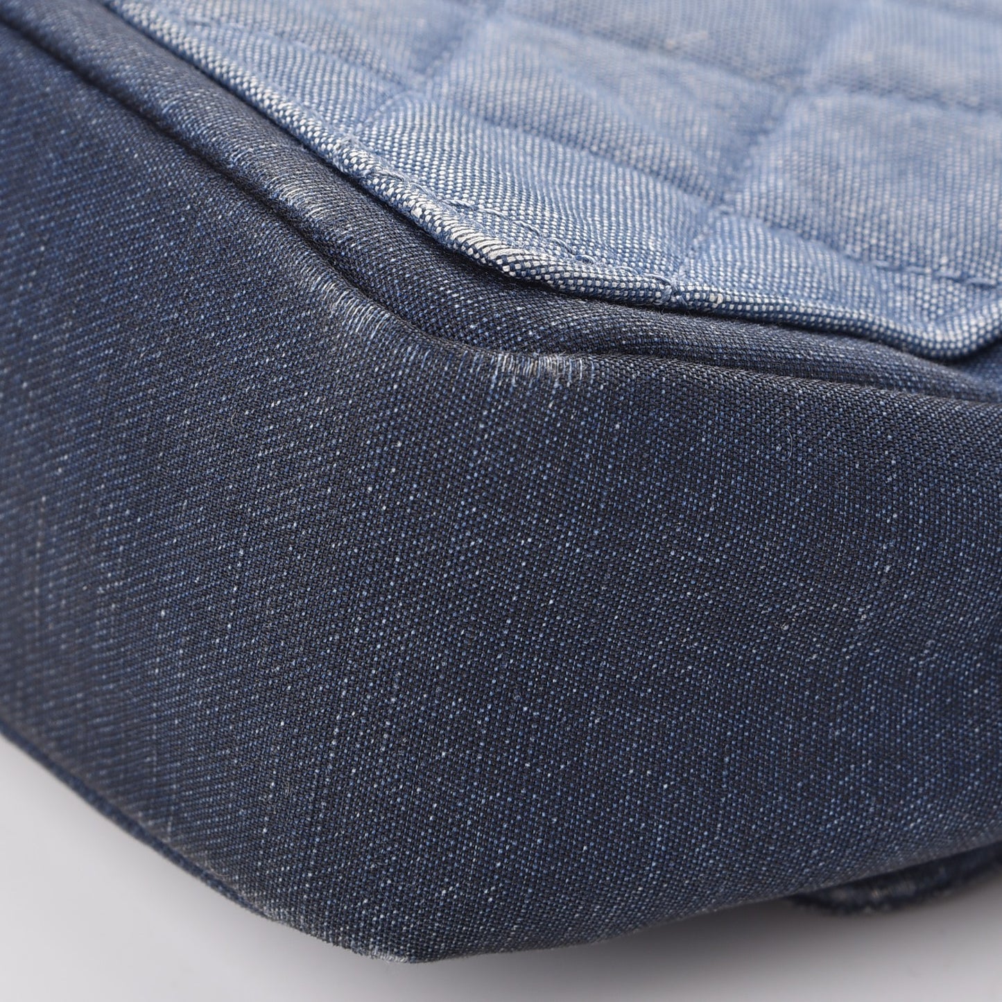 Denim Quilted Small Medallion Flap Light Blue