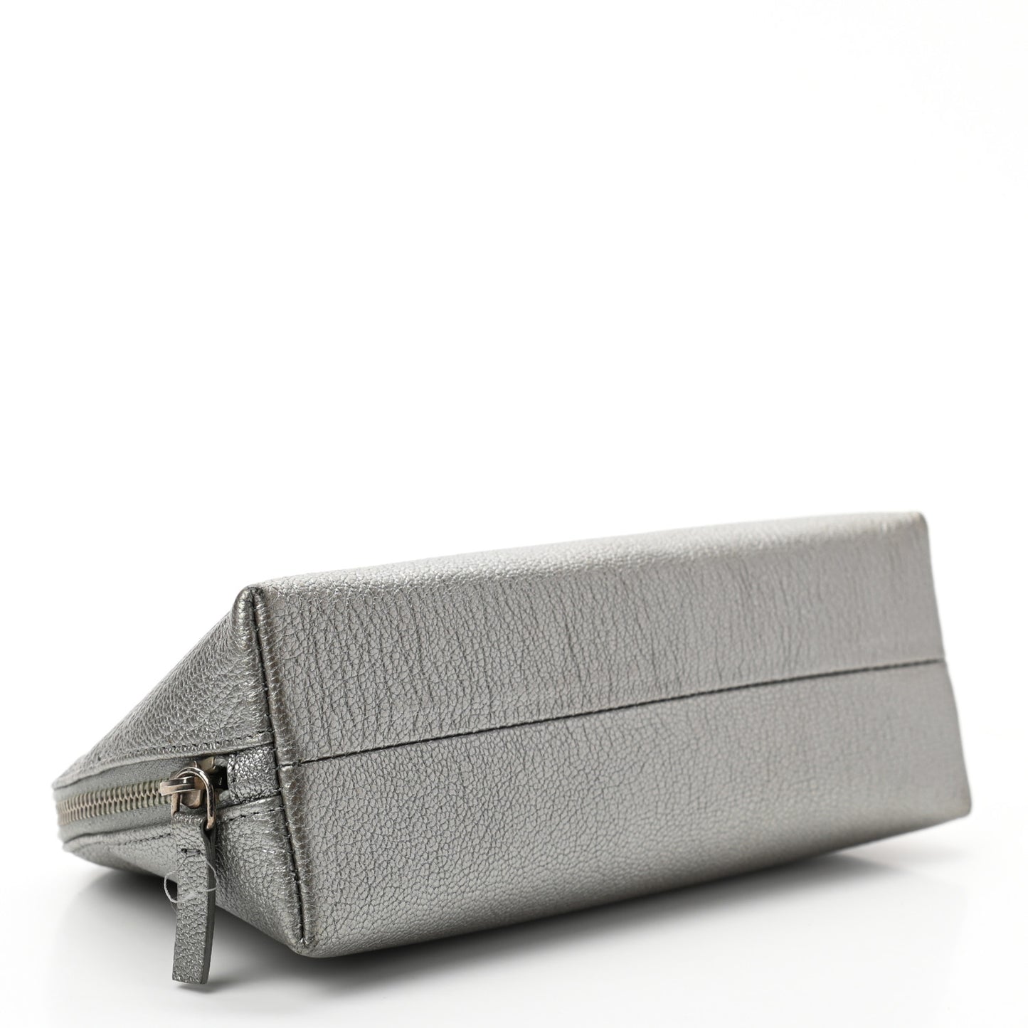 Metallic Goatskin Cosmetic Case Silver