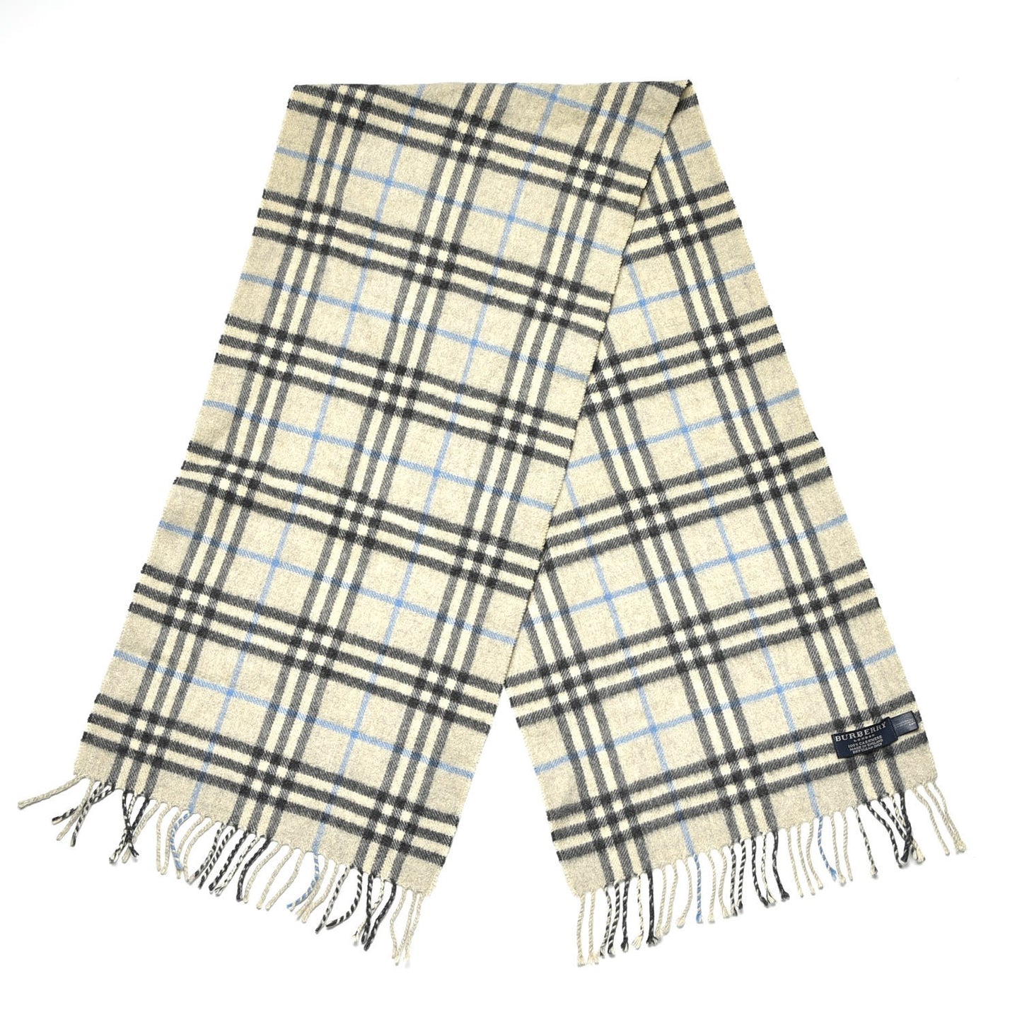 Cashmere House Check Fringe Scarf Grey