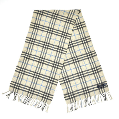 Burberry Cashmere House Check Fringe Scarf Grey 1 of 4