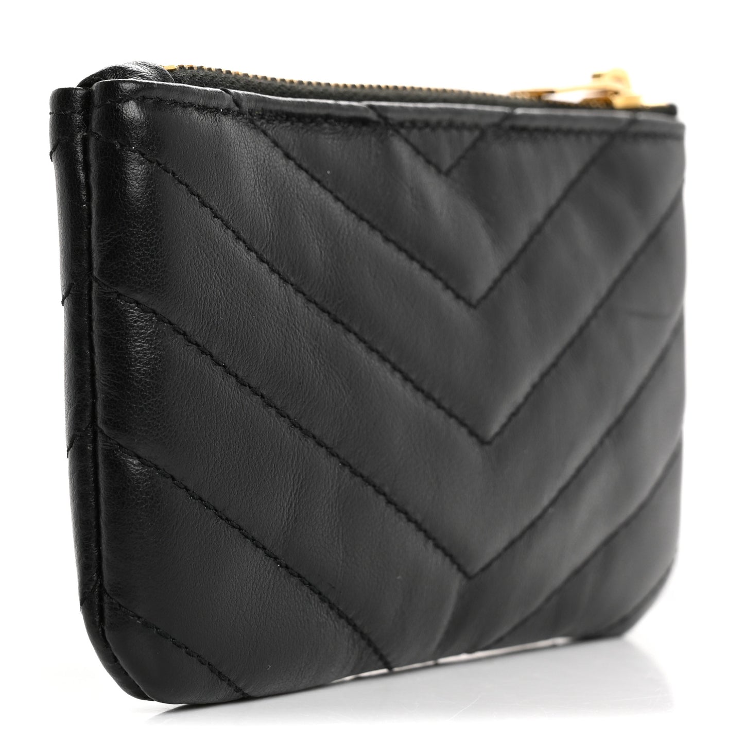 Calfskin Matelasse Monogram Key Pouch Black