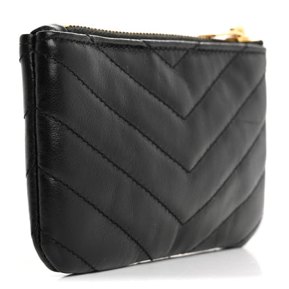 Saint Laurent Calfskin Matelasse Monogram Key Pouch Black 3 of 14