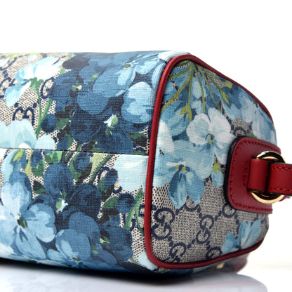 Gucci GG Supreme Monogram Blooms Mini Boston Navy Blue Hibiscus 10 of 10