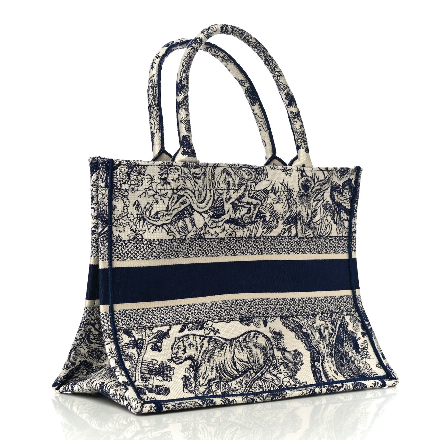 Canvas Embroidered Medium Dioriviera Toile De Jouy Book Tote Blue