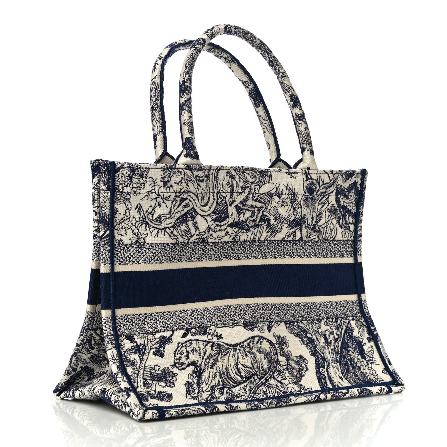 Christian Dior Canvas Embroidered Medium Dioriviera Toile De Jouy Book Tote Blue 2 of 9