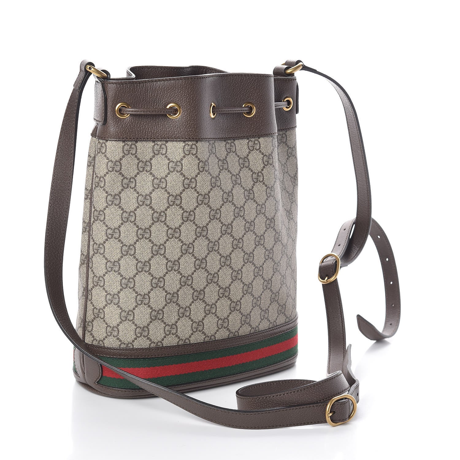 Gucci GG Supreme Monogram Web Ophidia Bucket Bag Brown 4 of 11