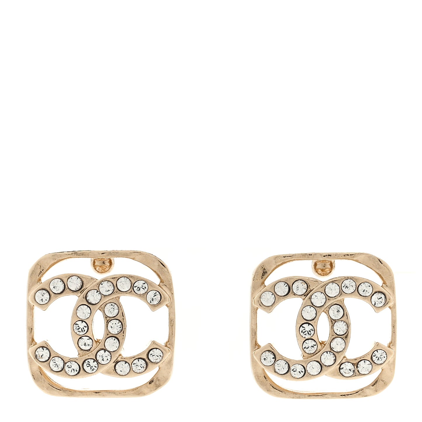 Crystal Square CC Earrings Gold