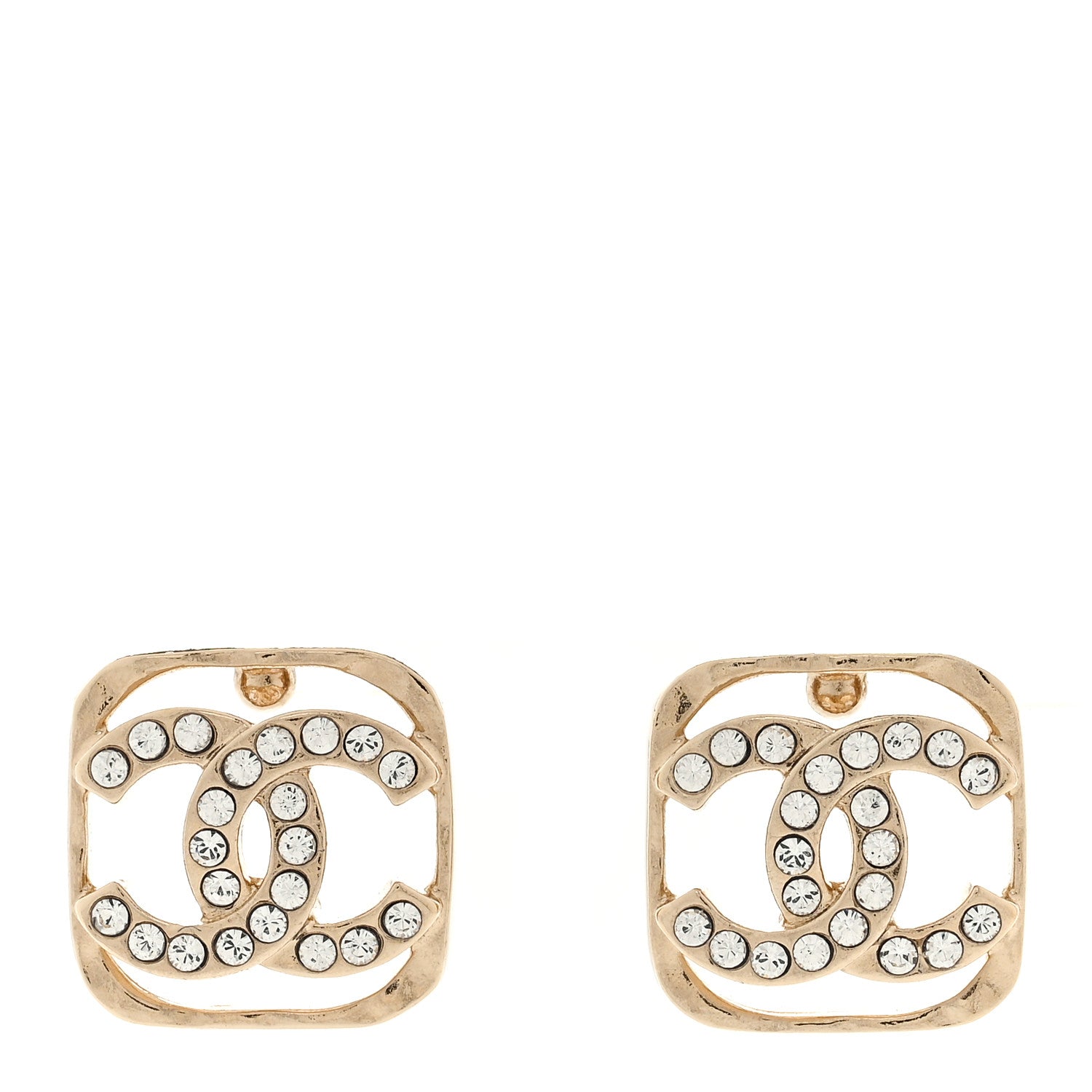 Chanel Crystal Square CC Earrings Gold 1 of 4