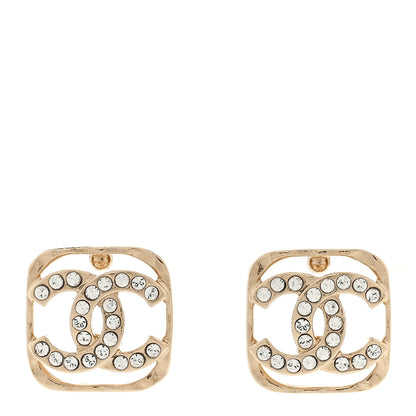 Chanel Crystal Square CC Earrings Gold 1 of 4