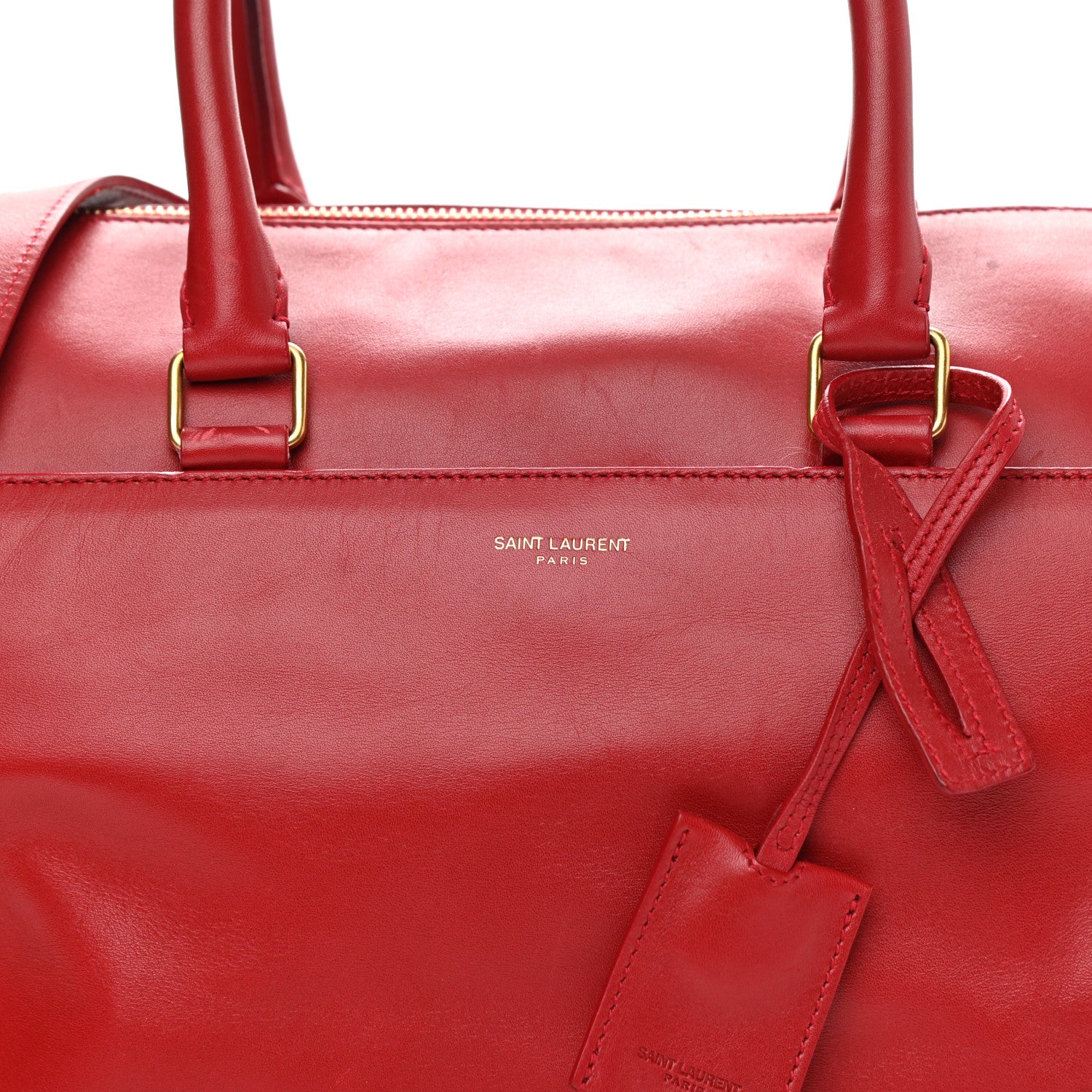 Saint Laurent Calfskin Classic Duffle 6 Red 8 of 15