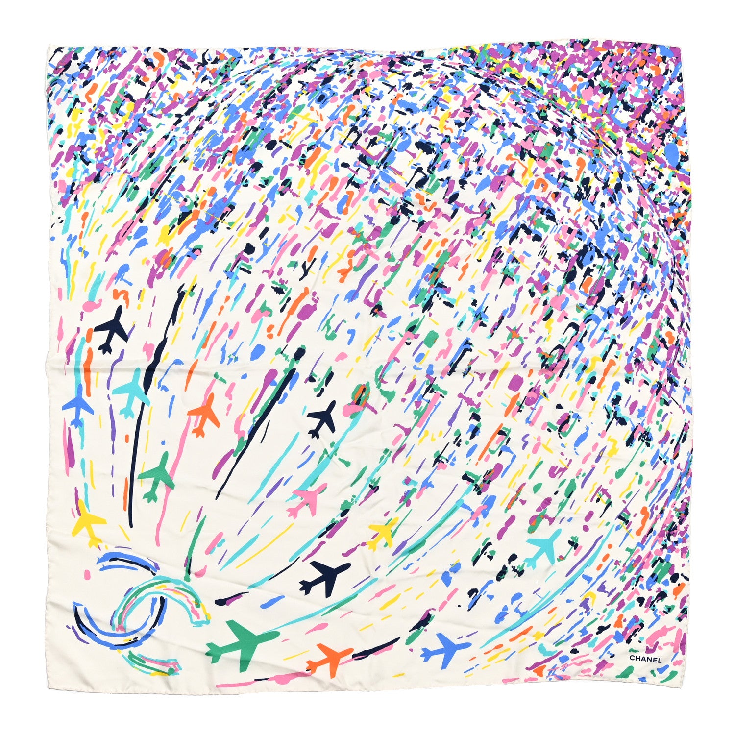 Chanel Silk CC Flights Square Scarf Ecru Multicolor 1 of 5