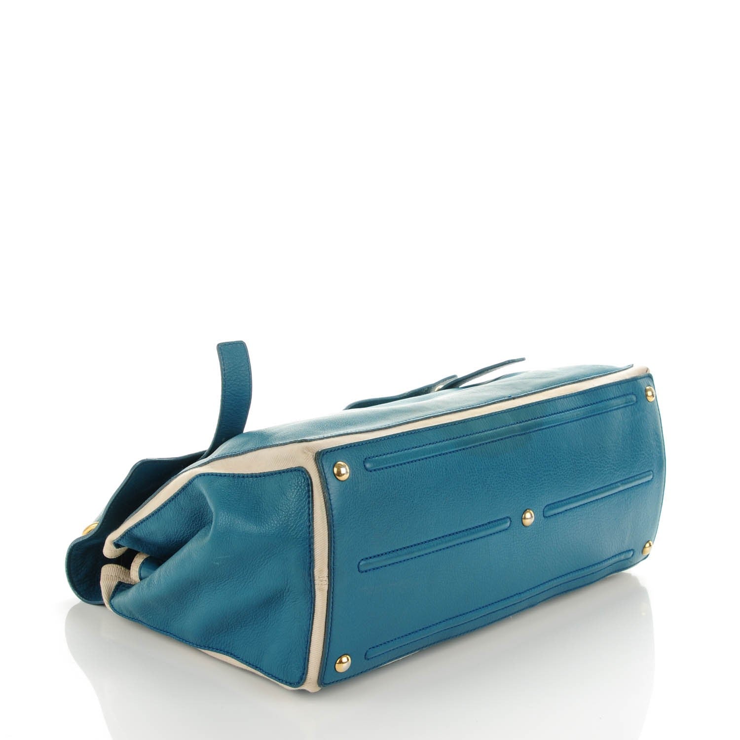 Saint Laurent Calfskin Canvas Medium Muse Two Turquoise 4 of 8