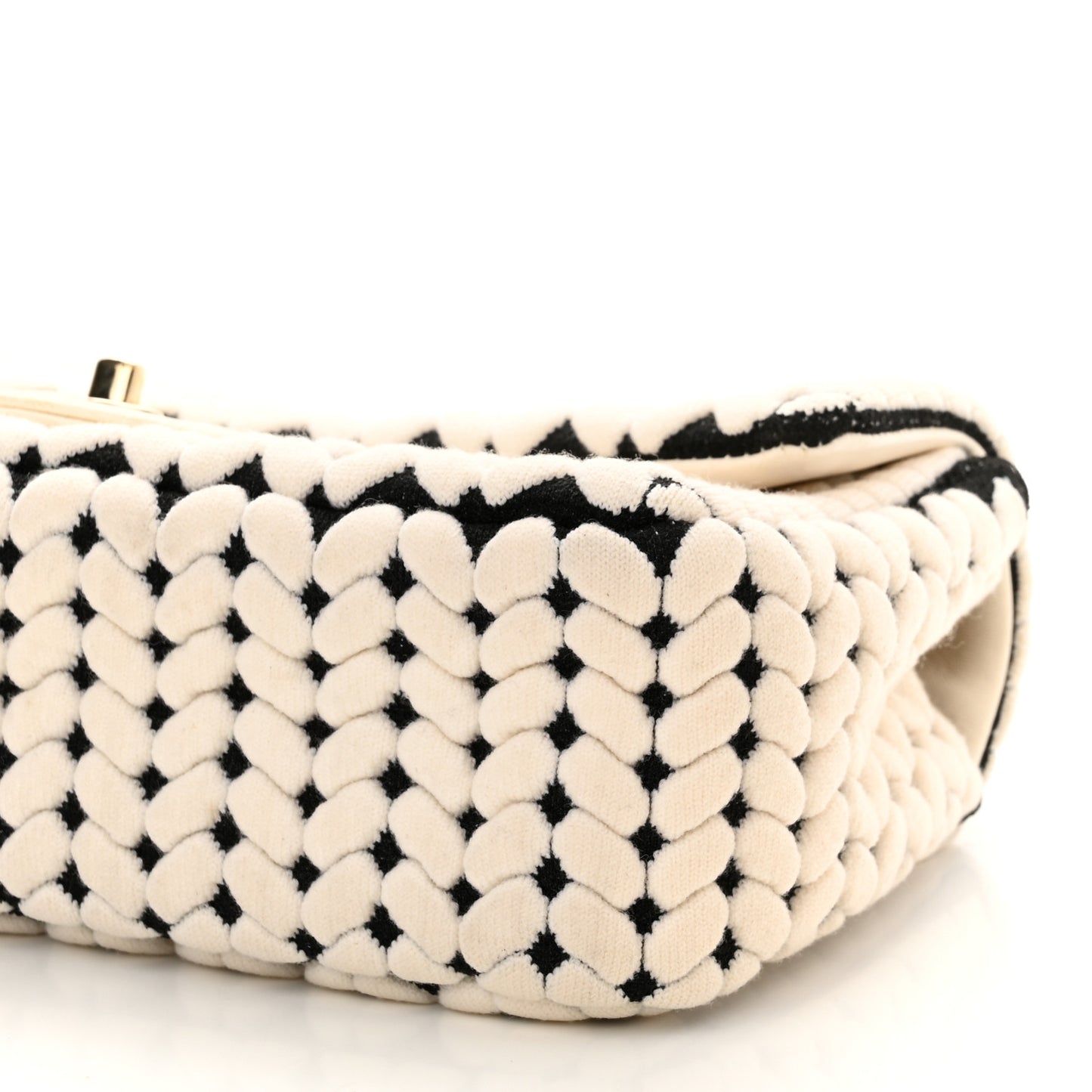 Calfskin Wool Woven Flap White Black