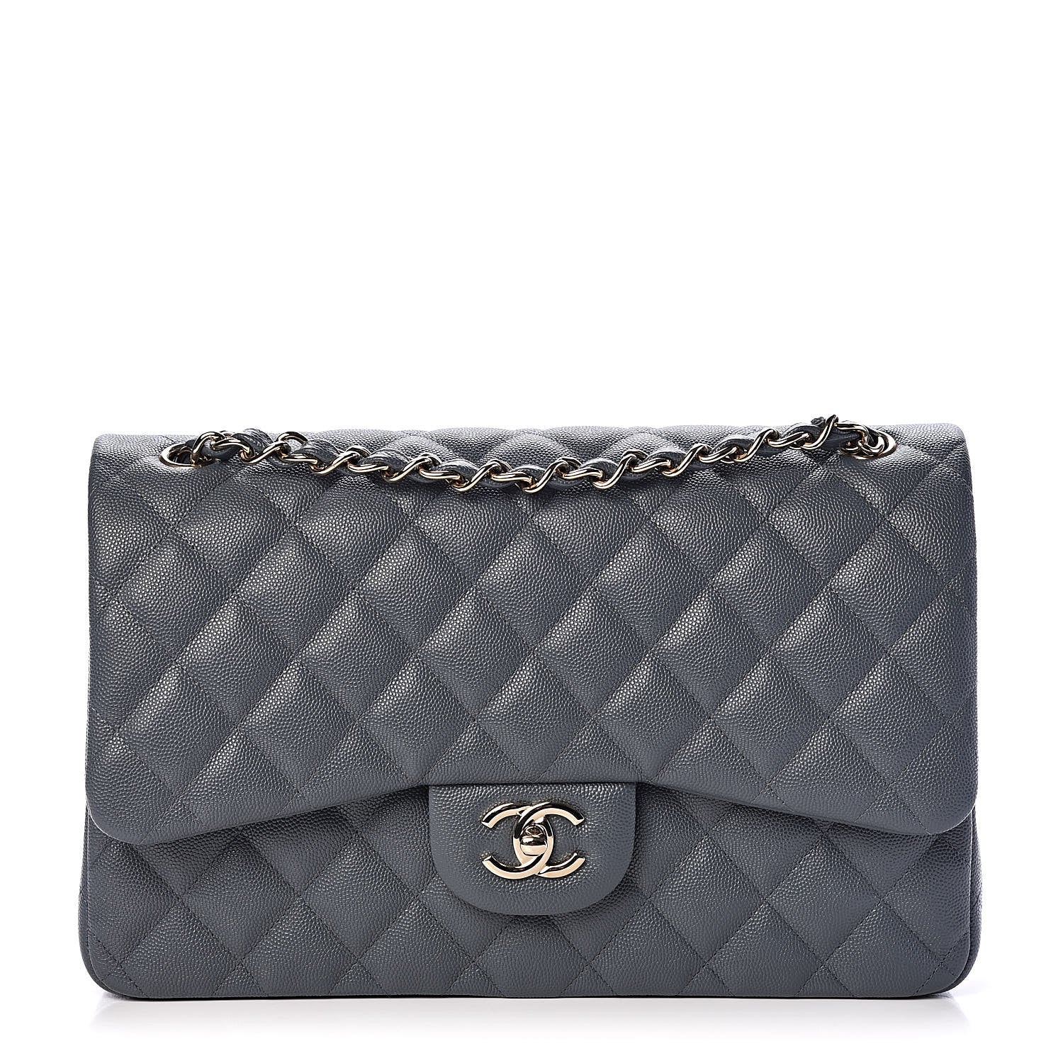 Chanel Caviar Quilted Jumbo Double Flap Dark Grey 1 of 10
