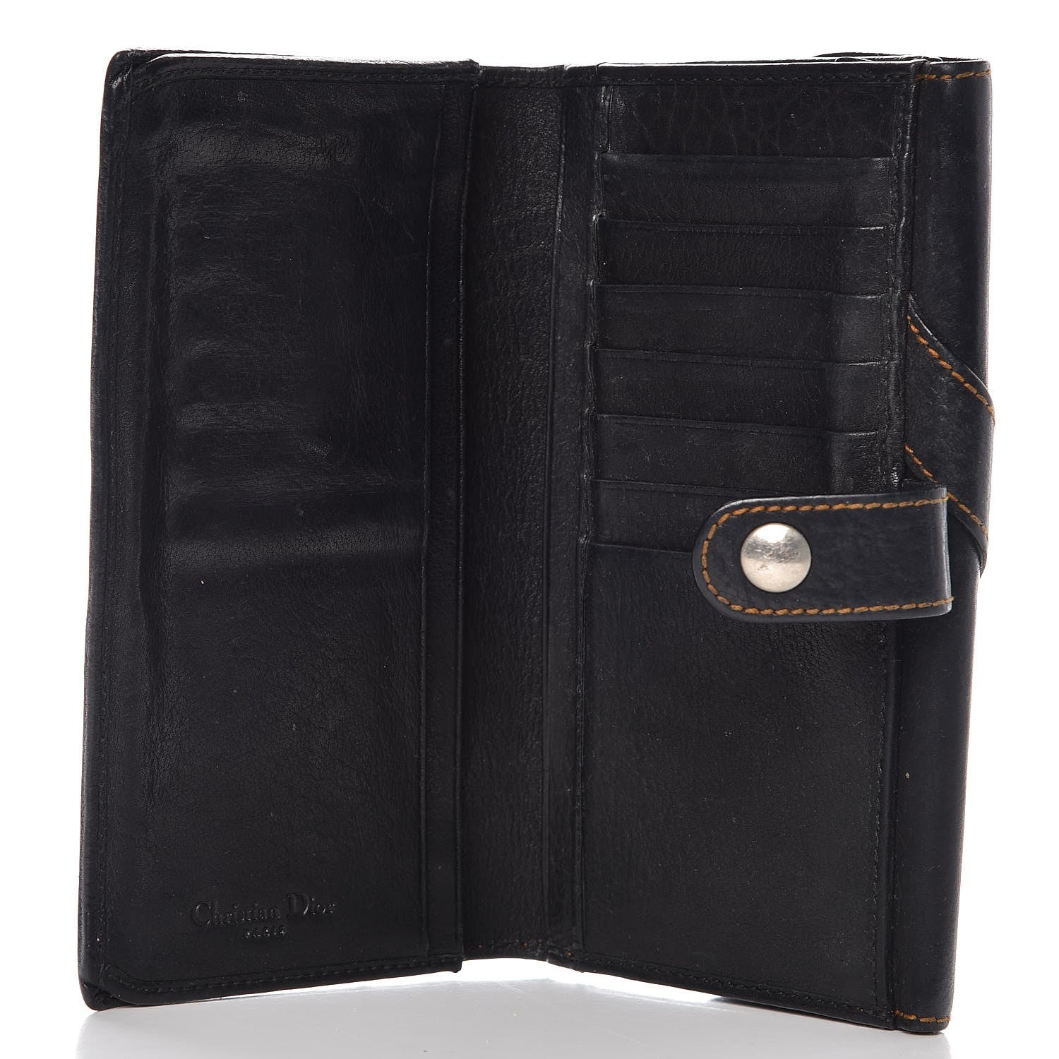 Christian Dior Calfskin Gaucho Saddle Wallet Black 5 of 7