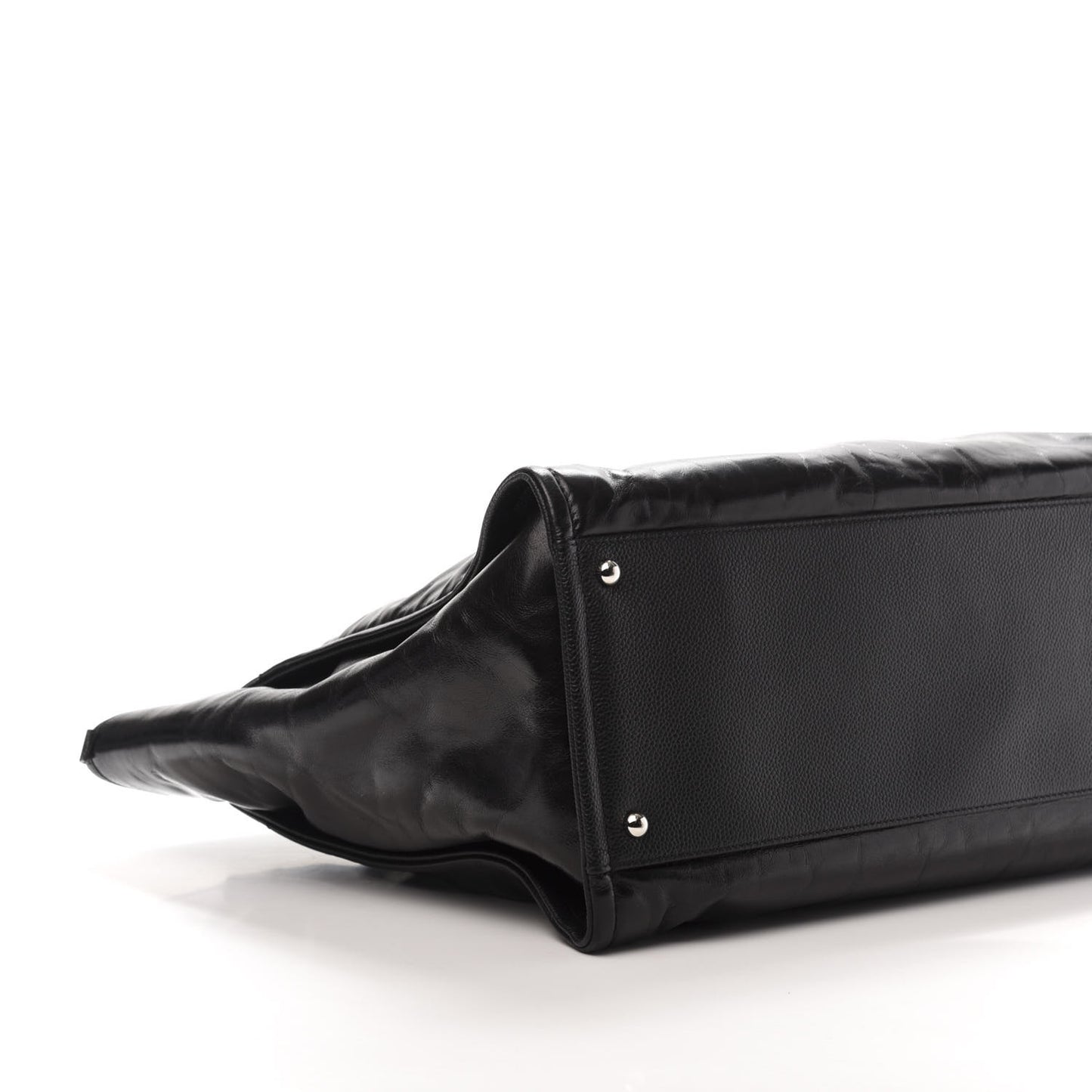 Glazed Calfskin Medium Deauville Tote Black
