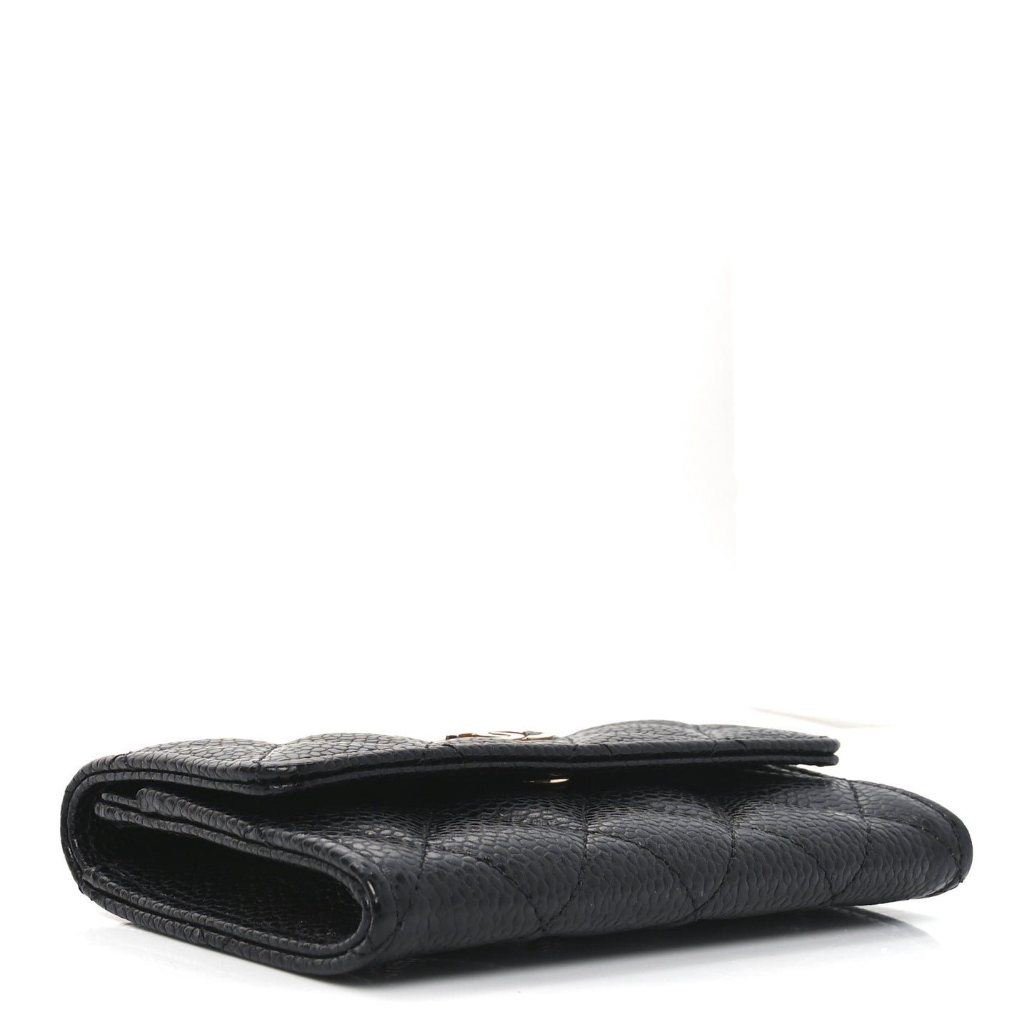 Caviar Quilted Flap Card Holder Black