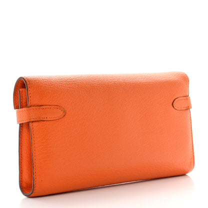 Hermes Chevre Mysore Kelly Longue Wallet Orange 3 of 12