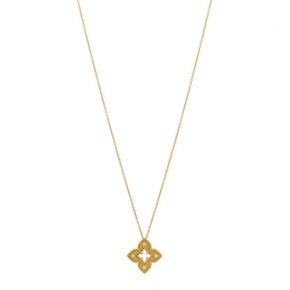 Roberto Coin 18K Yellow Gold Diamond Petite Venetian Princess Flower Pendant Necklace 1 of 4