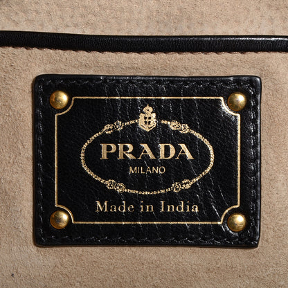 Prada Goatskin Woven Zip Clutch Moro Black 6 of 9