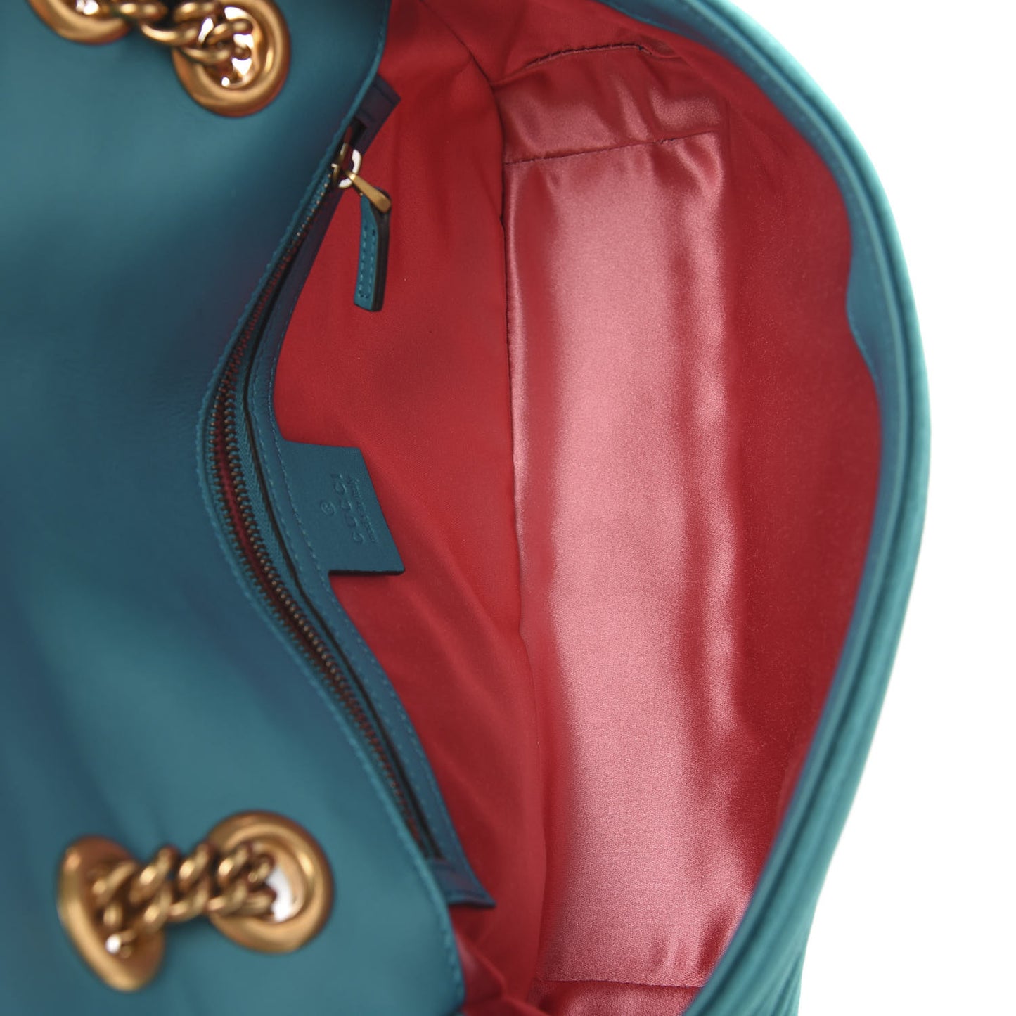 Velvet Matelasse Small GG Marmont Shoulder Bag Pavone Cyan