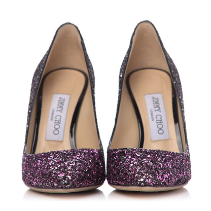 Jimmy Choo Coarse Glitter Degrade Romy 100 Pumps 36 Pink Black 2 of 12