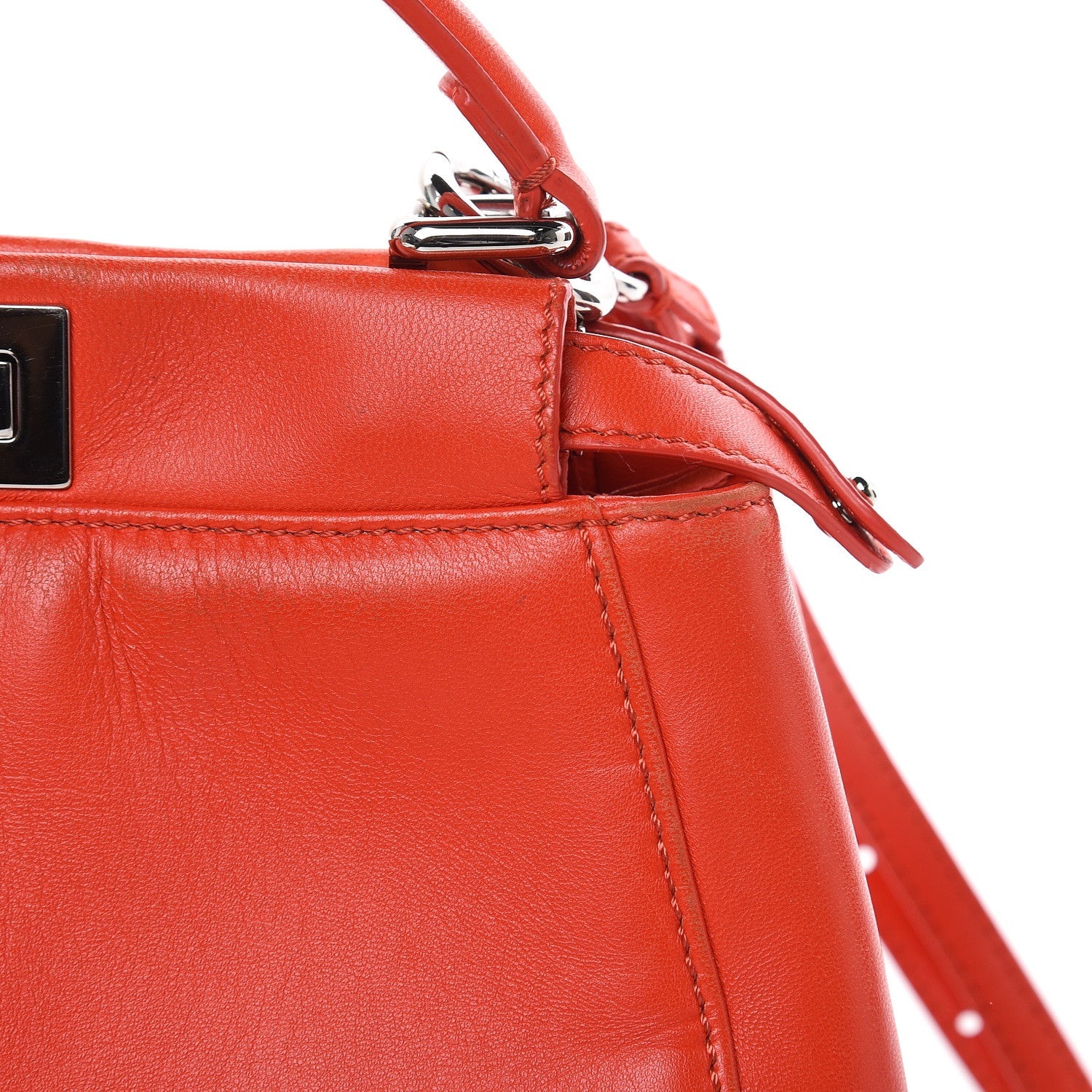 Fendi Nappa Mini Peekaboo Iconic Satchel Papavero 12 of 18