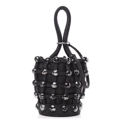 Alexander Wang Denim Embellished Mini Roxy Bucket Bag Grey Aged 1 of 11